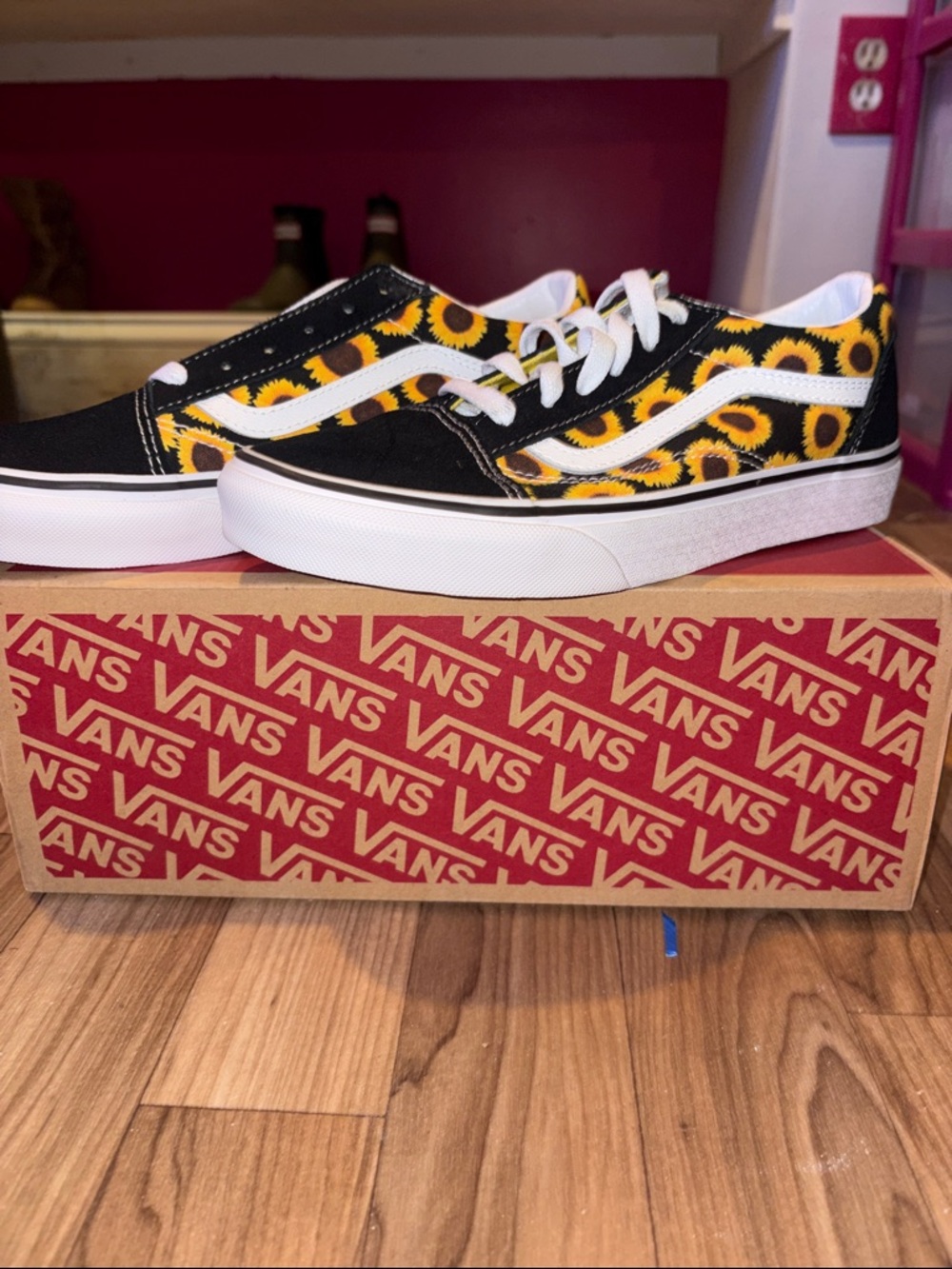 Vans Black & Yellow Sunflower Low Top Sneakers